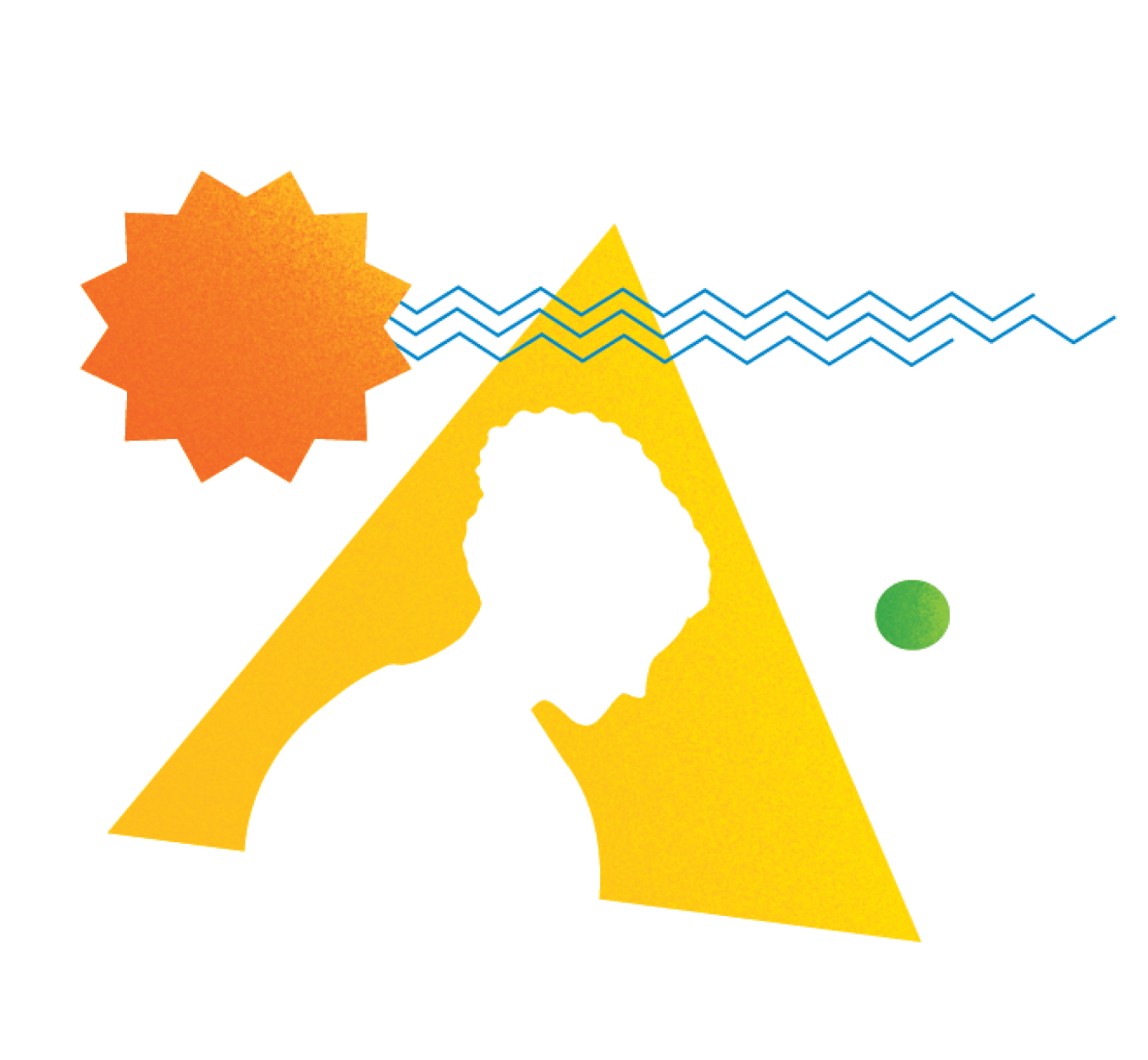 Illustration of a person in silhouette gazing downwards, surrounded by shapes and lines creating a sense of sadness or distress.